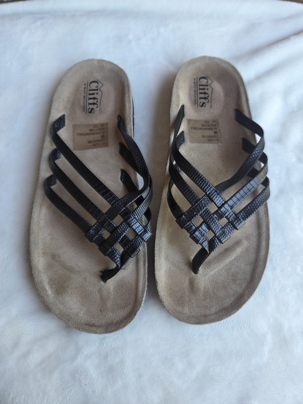 Cliffs Big Time Black Strappy Comfort Slide Sandals Women's Size 9M